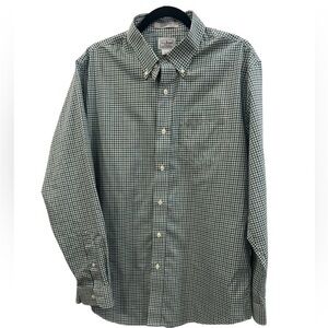 L.L. Bean Green Gingham Casual Button Down Shirt